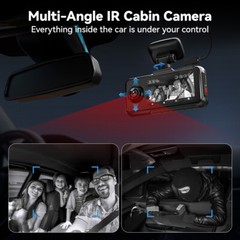 REDTIGER A6 3 Channel Dash Cam, 2.5K+1080P+1080P, 5.8GHz WiFi,3″ Touch Screen