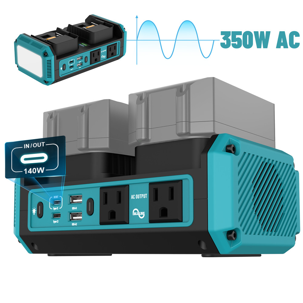 Pure Sine Wave 350W Power Inverter For Makita18VBattery 120V AC 140W Fast Charge