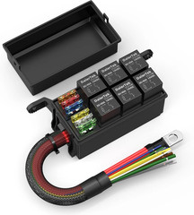 12V Fuse Relay Box 6 Relays and 6 Way ATC/ATO Fuses for Auto Car Marine Boat