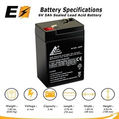 ExpertBattery 6V 5Ah 6 Volt 5 Amp/Hr Rechargeable Sealed Lead Acid Battery