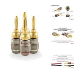4mm Banana Plugs Gold Speaker Connector for Amplifier Receiver Audio Video 4 Pcs