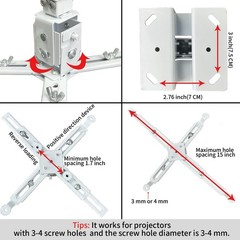 Projector Mount Wall or Ceiling Projection Mount Bracket with Adjustable Heig…
