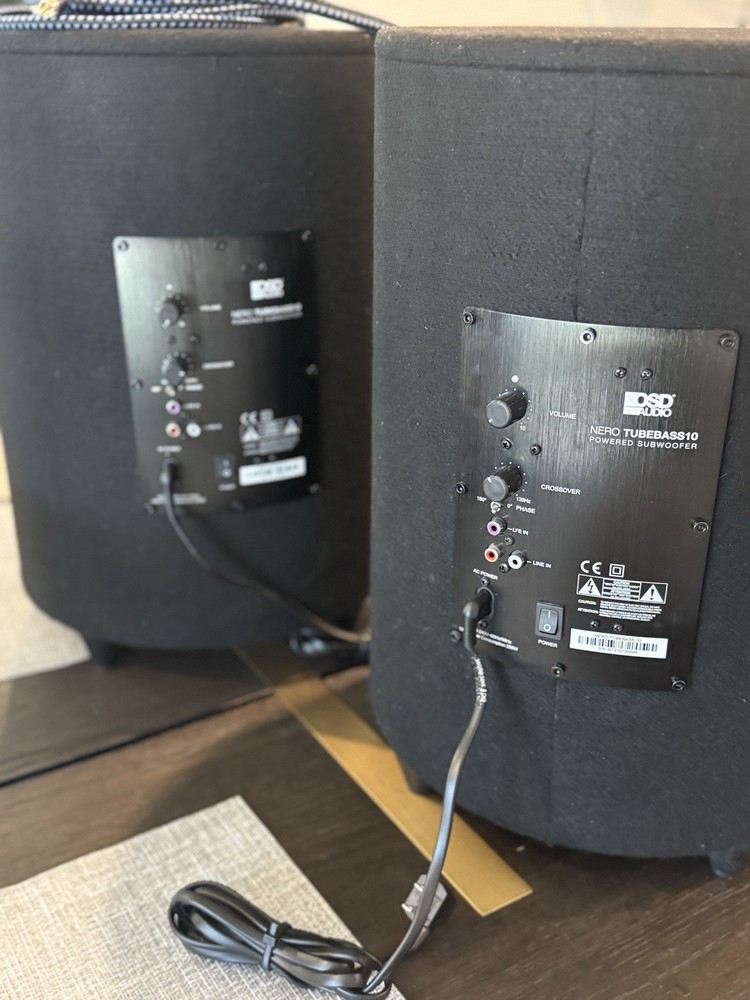 Dual (2) OSD Audio Nero Tubebass10 powered subwoofer (s) cylindrical