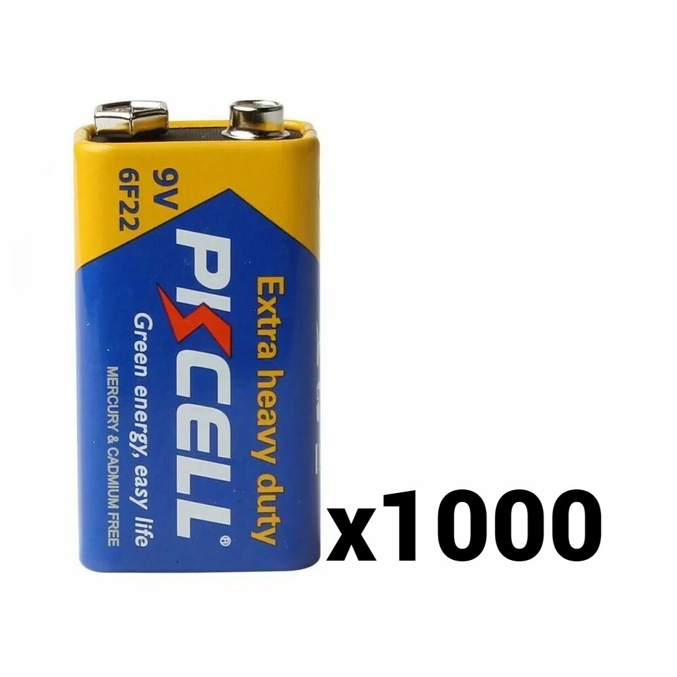 1000 PKCELL HEAVY DUTY 9V BATTERIES 9 VOLT 6F22 PP3 ZINC CARBON BRAND NEW