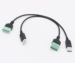 10x USB 2.0 A Male to 5 Pin Screw Connector w Shield Terminal Plug Adapter Cable