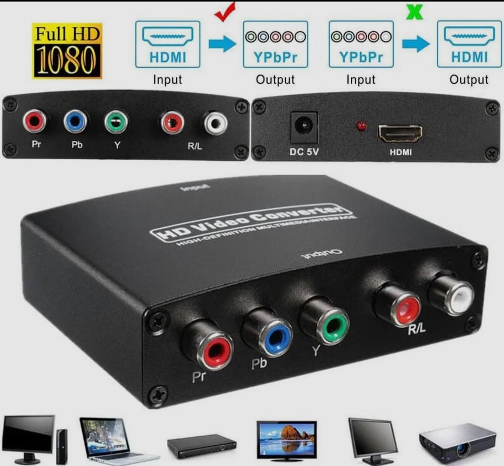 1080P HDMI to Component RGB YPbPr Video Converter Adapter for PS4 Apple TV &more