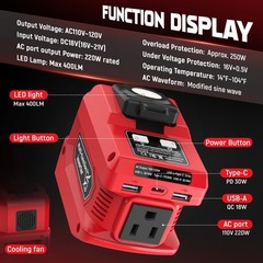 2-Pack DC 18V to AC 110V Power Station Compatible with Milwaukee 18V Battery