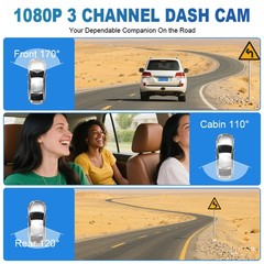 4K Dual Lens Car DVR Camera Dash Cam Front+Rear+Inside Video Recorder G-Sensor