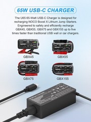 65W USB-C Power Adapter for Portable Jump Starters and Power Stations