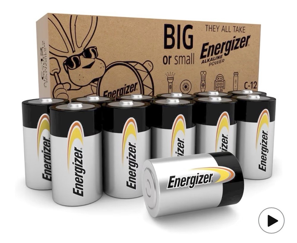 C Batteries 12 Pack Alkaline Long-Lasting Household Power Emergency Use