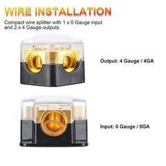 2 Way Power Distribution Block 0 2 4 AWG In 4 8 10 AWG Out Car Audio Amp