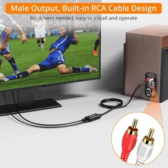 192kHz Optical to RCA Cable 7ft – Digital to Analog Audio DAC Converter for TV