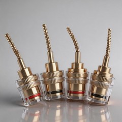 4pcs Pin to Banana Female Speaker Cable Adapter HIFI Audio Gold Plated Connector