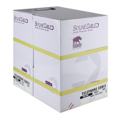 4-Conductor 24 Gauge Solid Copper Round Phone Telephone Wire 1000ft Gray Box