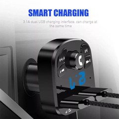 Car Wireless FM Transmitter Adapter Bluetooth 5.0 2USB PD Charger AUX Hands-Free