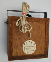 Vtg GEMCO Speaker Woodgrain Rattan 3.5mm 5.5in Cable Handle/Mount Bracket Works