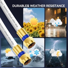 Digoloan Coaxial Cable 3ft/6ft/10ft/15ft/25ft/50ft/60ft/75ft/100ft, RG6 Coax
