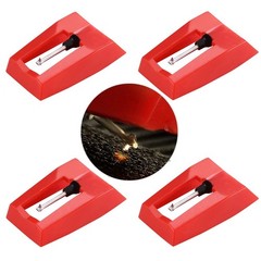 3Pcs Red Replace Diamond Stylus Record Player Needle For LP Turntable Phonograph