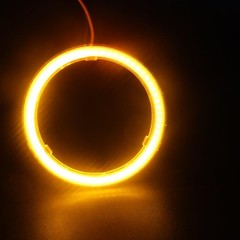 1-Pair Yellow 70MM 60SMD COB LED Angel Eyes Bulb Halo Ring Lamp Light With Housi