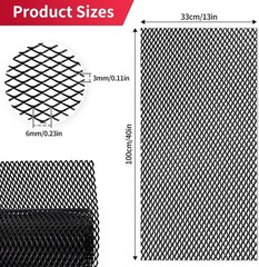 Universal Car Grill Mesh 40″ x 13″, Black-Painted 3 x 6mm Rhombic Hole black