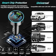 88W Car Charger Super Fast Charging USB 37W Fast Charging + Voltage Monitoring