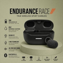 JBL Endurance Race TWS True Wireless In-Ear Sport Headphones – Black 30H Battery