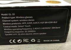 GL-10 AI Translation Smart Glasses Black Wireless Bluetooth Audio In Box