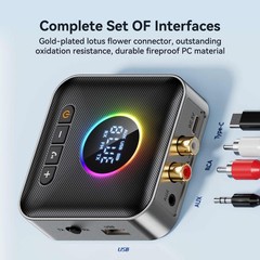 Bluetooth 5.4 Audio Receiver Transmitter FM USB 3.5MM AUX RCA Stereo HIFIAdapter