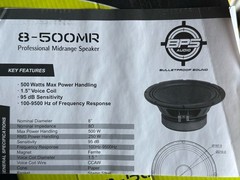 8MR500-4 Midrange Speaker 8 Inch, 500W Program Power, 4 Ohm, 1.5″ Bullet