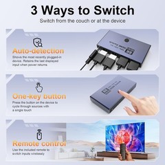 HDMI 2.1 Switch 3 in 1 Out, 8K@60Hz 4K@240Hz/120Hz 48Gbps, HDMI Switcher T01-32
