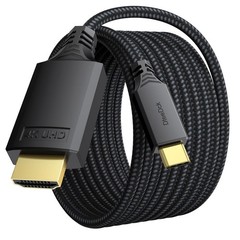 USB C to HDMI Cable 10ft Long, [Audio&Video Sync] 4K@30Hz 1080P@120Hz 10 Feet