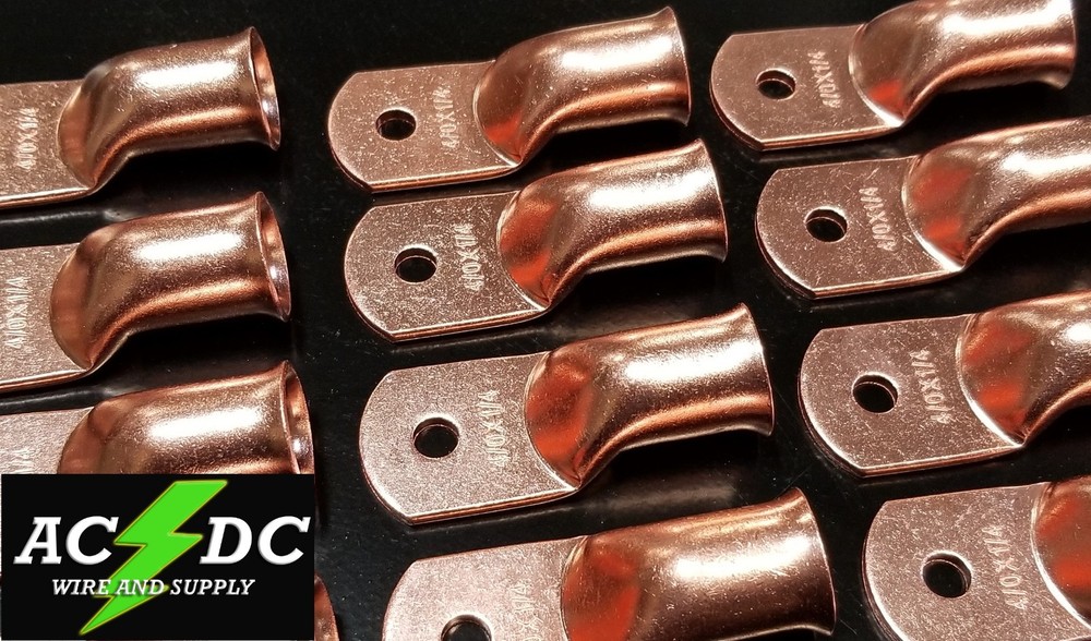 4/0 gauge Ring 1/4″ Hole Terminal BATTERY Lug Bare Copper Un-insulated AWG (1)