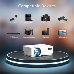 Portable 1080P HD Projector 250″ 8500LMS WiFi Video Home Theater + 100″ Screen
