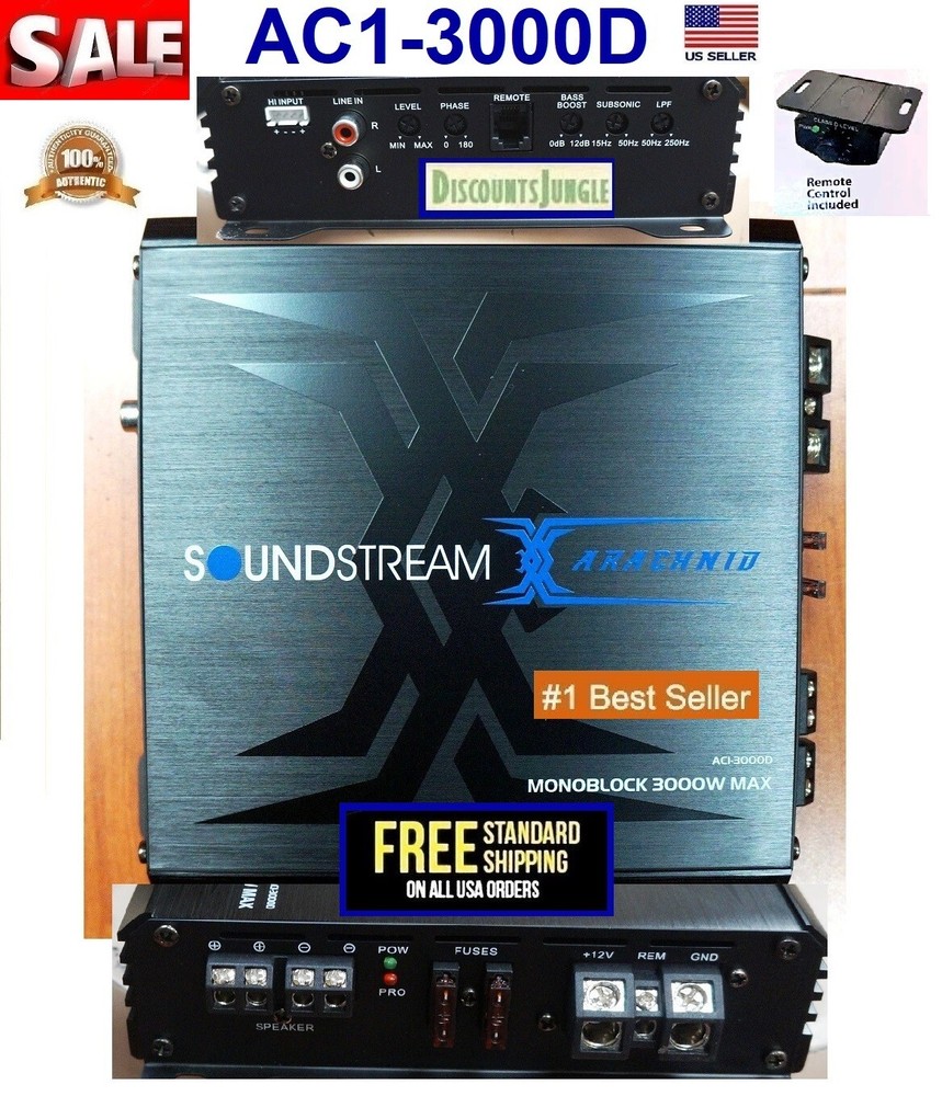 Soundstream AC1.3000D Mono Class D Car Subwoofer Amplifier 3000 WATTS 1 Ohm