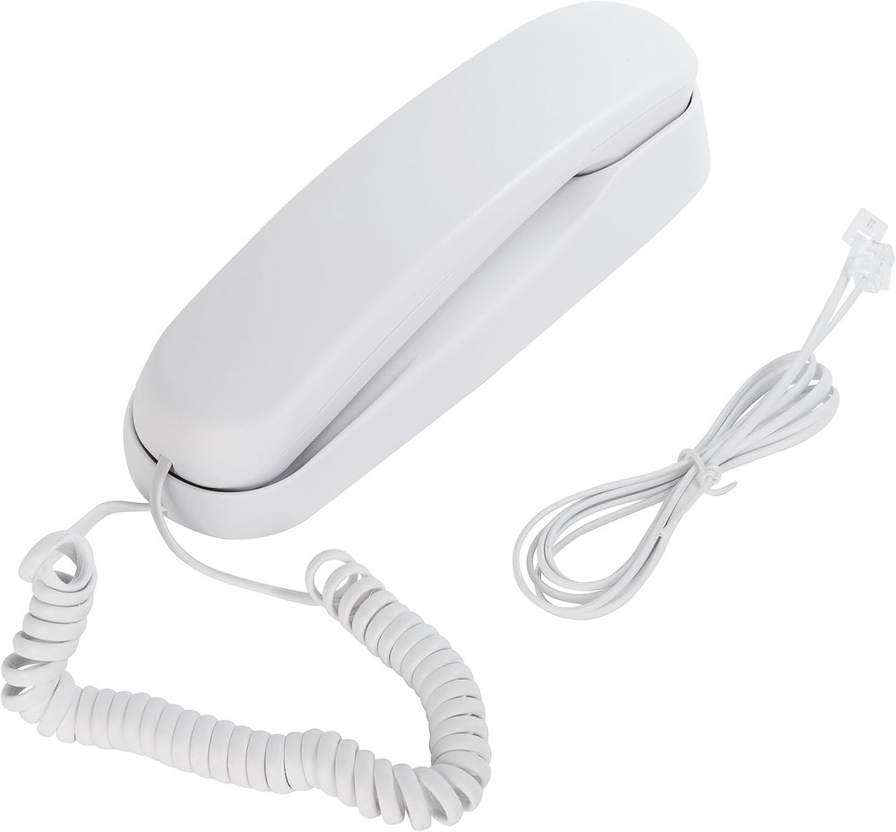 White OF-990 Slimline Telephone Wall-Mountable Basic Corded Telephone No AC Powe