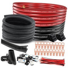 4 Gauge Amp Wire 50FT Battery Cable Calibre 4 Awg 50FT Wire+50FT Cable Sleeve
