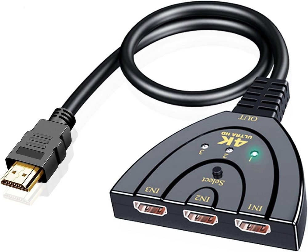 4K 60Hz HDMI Switch 3 in 1 Out HDMI 2.0 Switcher Splitter Hub for PS5 Xbox Roku