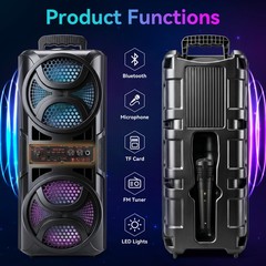 Portable Bluetooth Speaker Sub 3000W woofer Heavy Bass Sound System Party+Remote
