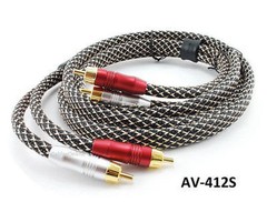 12ft Premium 2-RCA 24K Gold-Plated Male / Male Braided Sleeve Stereo Audio Cable