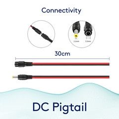 DC Power Pigtail Cable Wire Plug 18AWG 2.1mm x 5.5mm 12V 5A Male & Female Lot