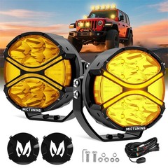 1Pair 4″ LED Round Light Pods Amber DRL Turn Signal Driving Lights w/Lamp Covers