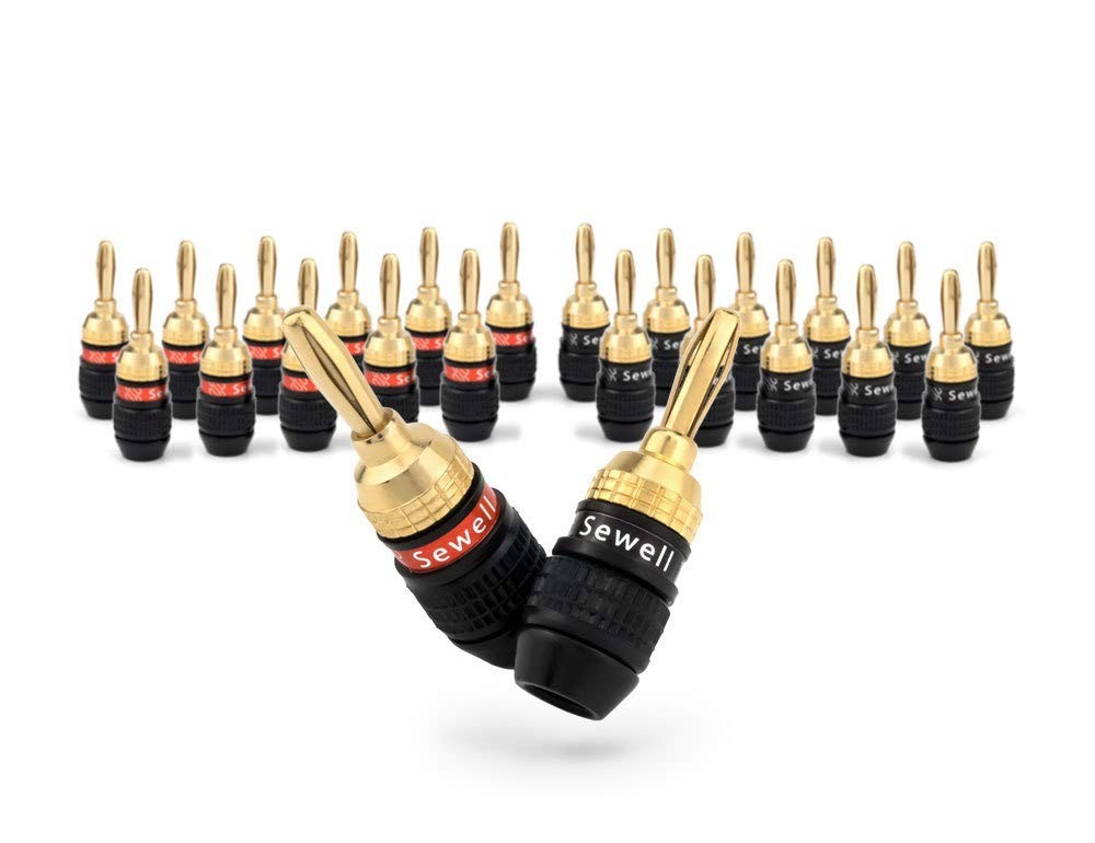 SW-29863-12 Deadbolt Banana Plugs 12-Pairs by, Gold Plated Speaker Plugs, Qui…