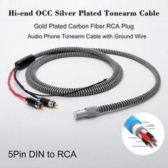 Hi-Fi 5 Pin DIN to 2 RCA Audio Tonearm Cable Turntables Analog Interconnect Wire