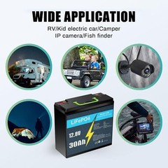 12V 30Ah LiFePO4 Rechargeable Lithium Battery BMS Deep cycles Fish Finder Boat