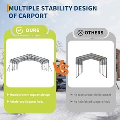 Heavy Duty Metal Carport 20 x 20 ft Outdoor Car Shelter Garage for Boats