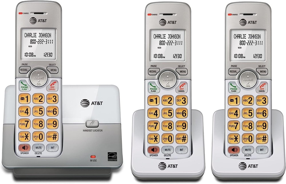 AT&T 3 Handset Cordless Home Phone System Caller ID Call Waiting Speakerphone
