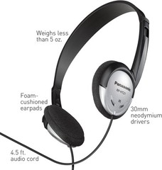 Panasonic RP-HT21 Lightweight Headphones with XBS, 16Hz-22Khz Frequency, 16 Ohm
