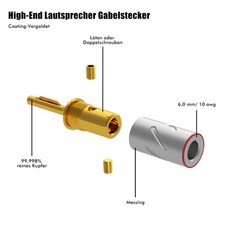 Monosaudio B801 Pure Copper Rhodium Plated Banana Plug for HiFi Loudspeaker Wire