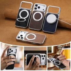 Classic Textured Crazy Horse Pattern Slim PU Leather Case fits iPhone 17 Pro Max