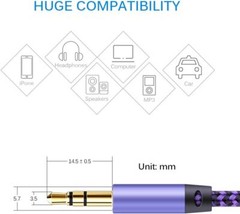2PCS AUX Cable 3.5mm Jack Male to Male Stereo Audio Cord for PC iPod Car iPhone